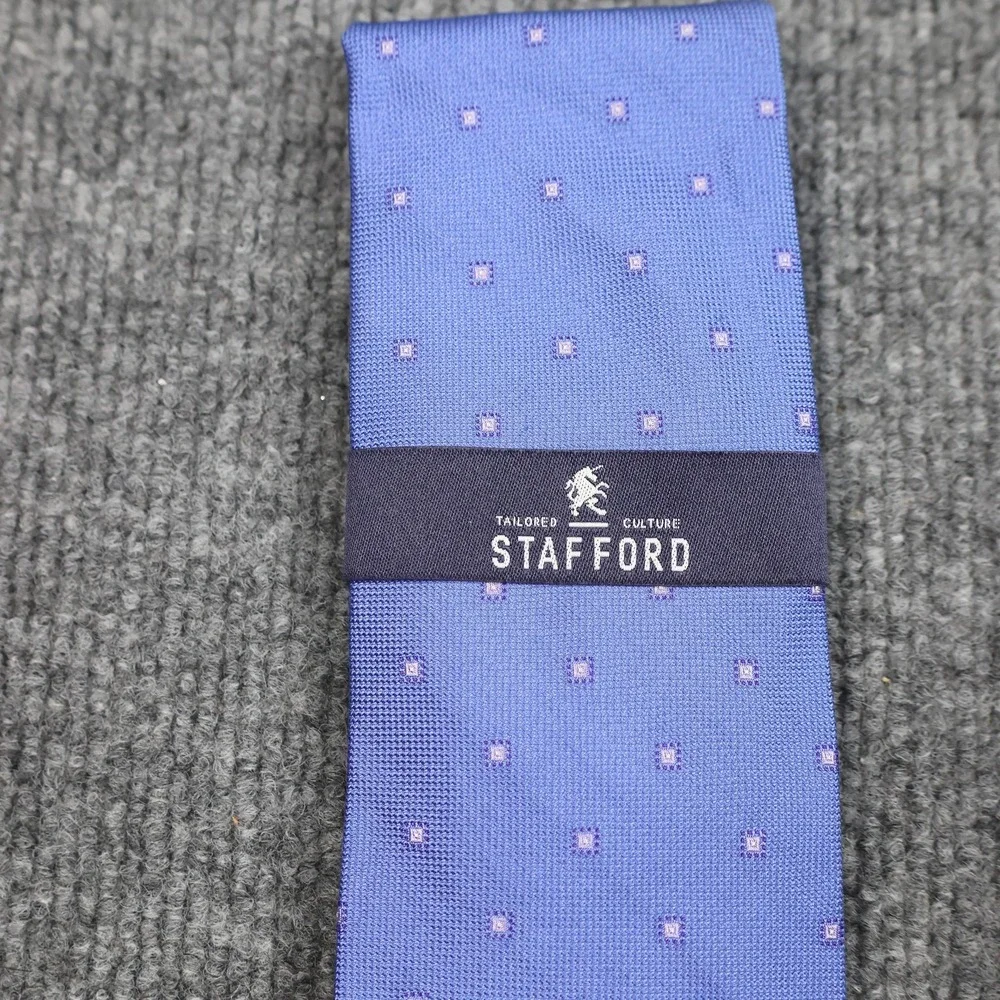 Stafford Tie Mens One Size Blue 100% Silk Geometric‎ Micro Dot Dress Necktie